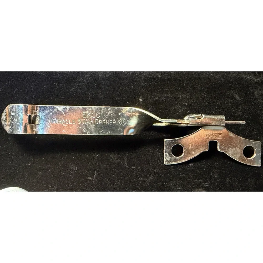 Vintage EKCO Miracle 3-Way Opener and Stainless Bottle Opener Set, Silver Black